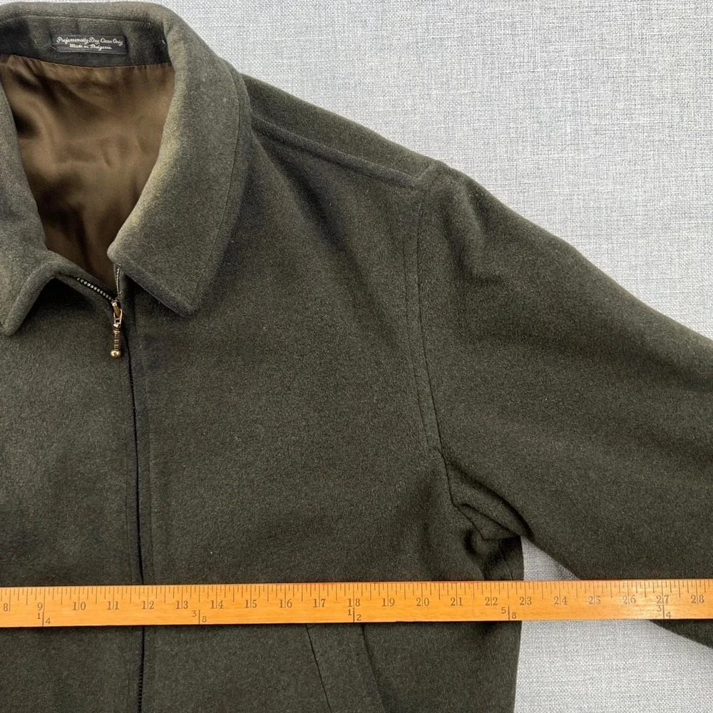 VTG Sar-Felice Bomber Jacket Mens L Green Wool Cashmere Full Zip Italian Fabric